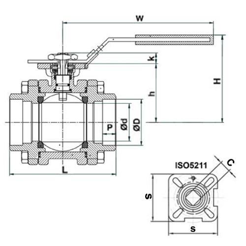 Кран шаровой Tecofi BSE6389-02PV 3″ Ду80 Ру140 полнопроходной, разборный, трехсоставной, стальной, под приварку
